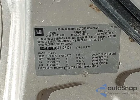 2010 Buick Enclave 1Xl из США, поврежденный, VIN 5GALRBED6AJ128122